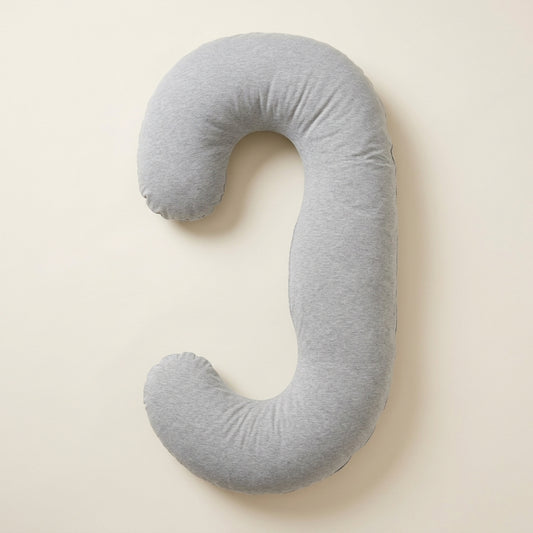 Coussin de grossesse Douce Maternité en jersey gris chiné, forme en J
